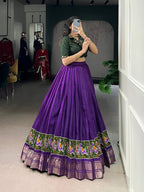 Lorenvalley Fashion Purple Poly Cotton Printed With Zari Weaving Lehenga Choli - Distacart