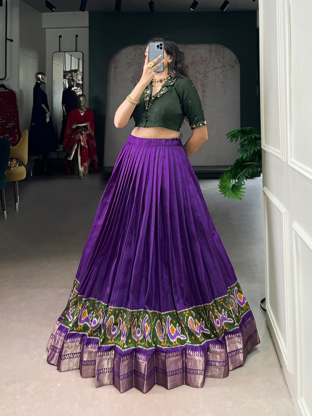 Lorenvalley Fashion Purple Poly Cotton Printed With Zari Weaving Lehenga Choli - Distacart