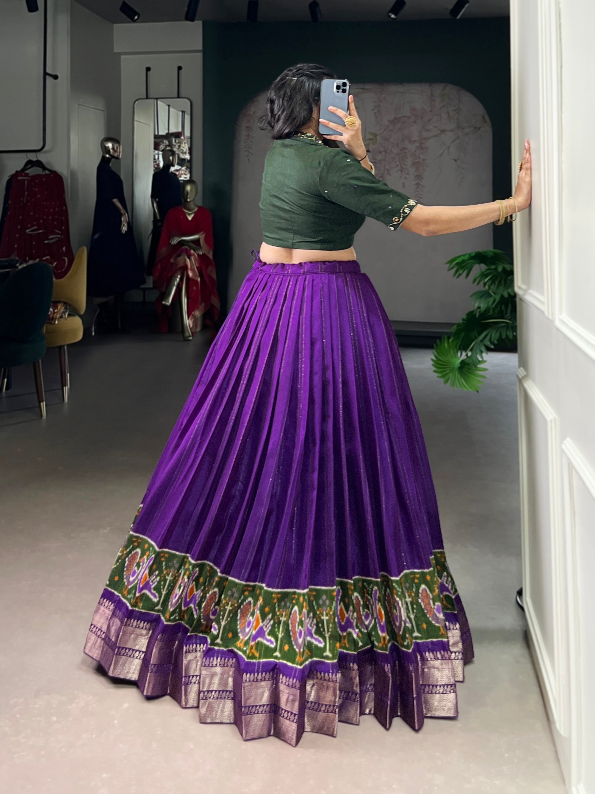 Lorenvalley Fashion Purple Poly Cotton Printed With Zari Weaving Lehenga Choli - Distacart