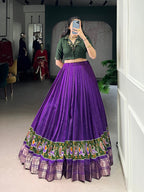 Lorenvalley Fashion Purple Poly Cotton Printed With Zari Weaving Lehenga Choli - Distacart