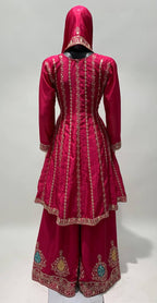Lorenvalley Magenta Chinon Embroidery With Sequince Work Salwar Kameez Stitched