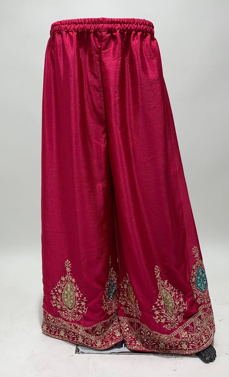 Lorenvalley Magenta Chinon Embroidery With Sequince Work Salwar Kameez Stitched