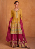 Lorenvalley Yellow Chinon Embroidery With Sequince Work Salwar Kameez Stitched