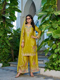 Anaita Mustard Chinon Stitched Plazzo Suit With Dhaga & Sequence Work - Distacart