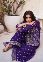 Lorenvalley Purple Georgette Embroidery With Sequince Work Salwar Kameez Stitched