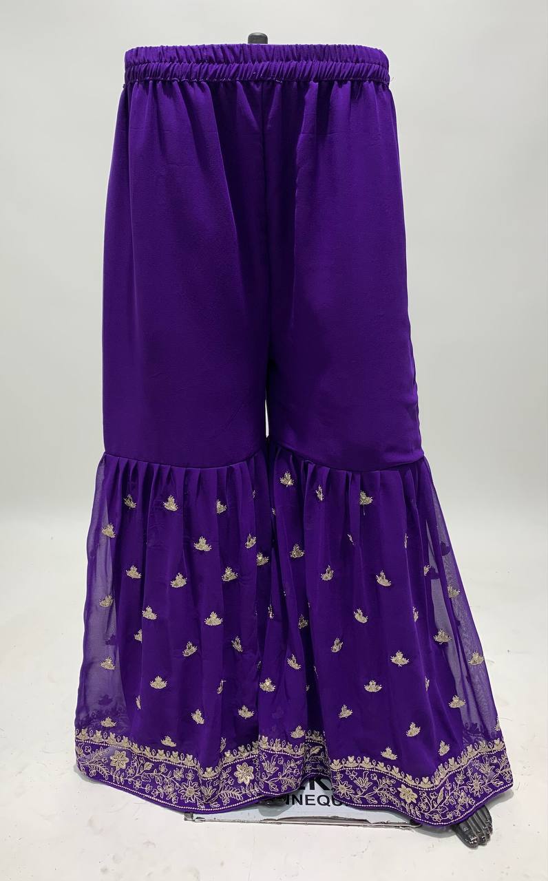 Lorenvalley Purple Georgette Embroidery With Sequince Work Salwar Kameez Stitched