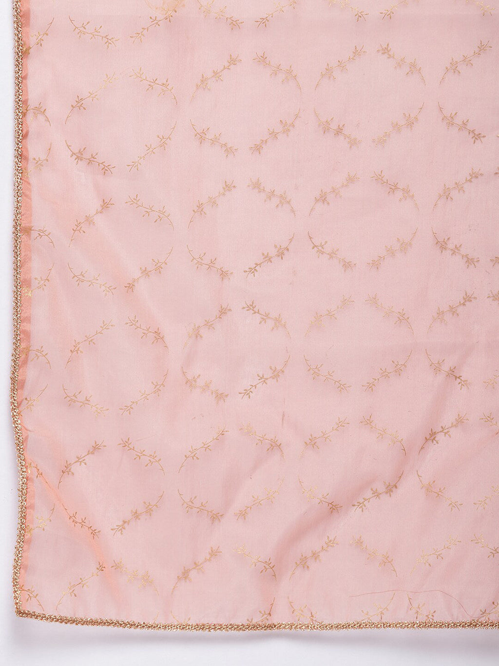 Janasya Peach-Coloured Self Design Kurta with Trousers & Dupatta - Distacart