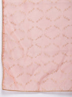 Janasya Peach-Coloured Self Design Kurta with Trousers & Dupatta - Distacart