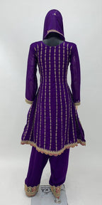 Lorenvalley Purple Chinon Embroidery With Sequince Work Salwar Kameez Stitched