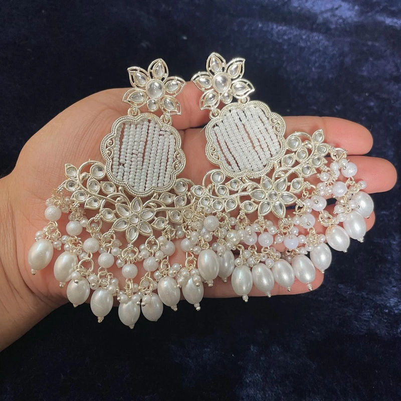 Tehzeeb Creations Gold-Polished Earrings For Women And Girls Diamond, Pearl Brass Drops & Danglers - Distacart