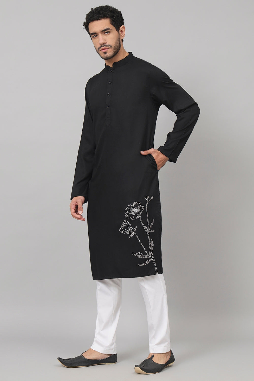 Stem Embroidery Cotton Kurta by Hilo Design
