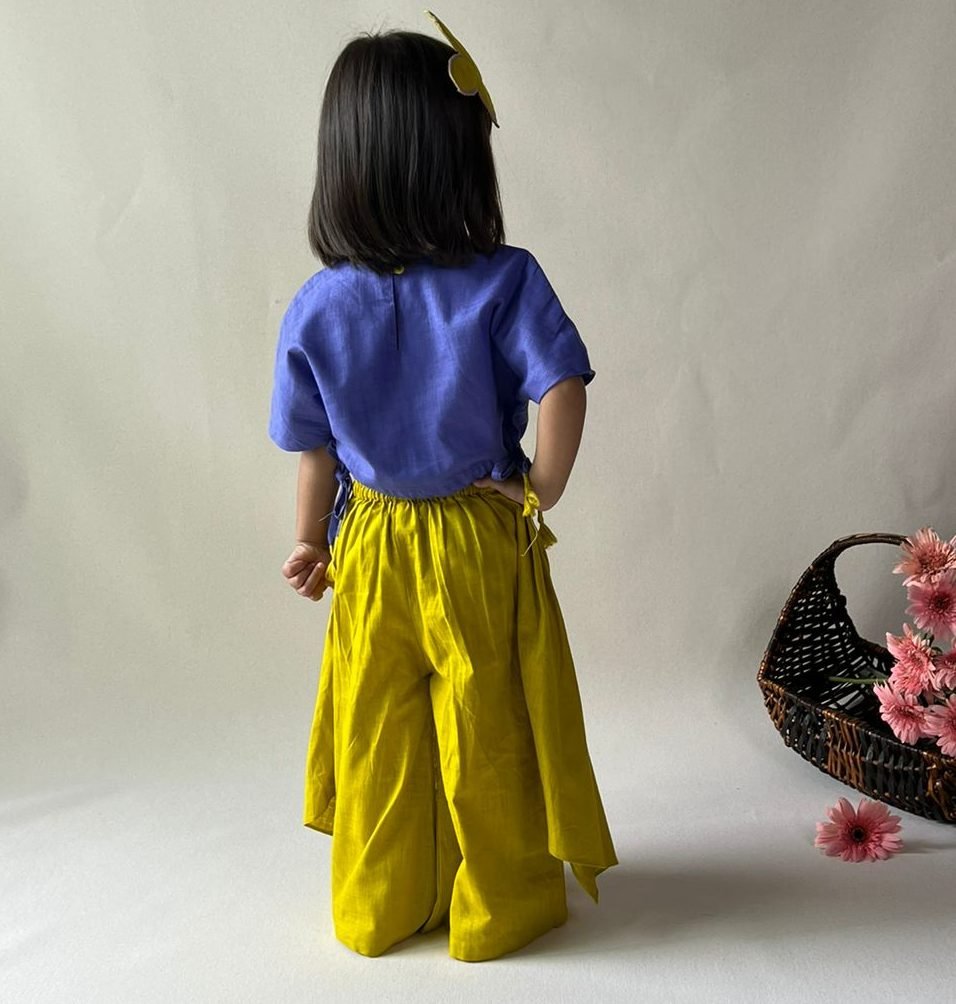 ArthLife Mustard Purple Butterfly Embroidered Co-Ord Set