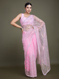Monjolika Fashion Exclusive Women'S Light Pink Soft Net SareeWith Sequin Work - Distacart