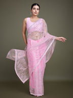 Monjolika Fashion Exclusive Women'S Light Pink Soft Net SareeWith Sequin Work - Distacart