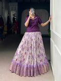 Lorenvalley Fashion Purple Dola Chex Floral Printed With Zari Weaving Work Lehenga Choli - Distacart