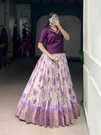 Lorenvalley Fashion Purple Dola Chex Floral Printed With Zari Weaving Work Lehenga Choli - Distacart