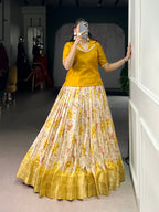 Lorenvalley Fashion Yellow Dola Chex Floral Printed With Zari Weaving Work Lehenga Choli - Distacart