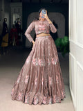 Lorenvalley Fashion Onionpink Fendy Silk Sequins and Thread Embroidery Work Lehenga Choli - Distacart