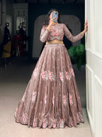 Lorenvalley Fashion Onionpink Fendy Silk Sequins and Thread Embroidery Work Lehenga Choli - Distacart