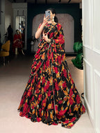 Lorenvalley Fashion Multicolor Marble Floral Printed Lehenga Choli with Dupatta - Distacart
