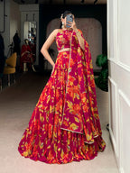 Lorenvalley Fashion Multicolor Marble Floral Printed Lehenga Choli with Dupatta - Distacart