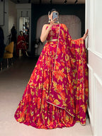Lorenvalley Fashion Multicolor Marble Floral Printed Lehenga Choli with Dupatta - Distacart