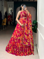 Lorenvalley Fashion Multicolor Marble Floral Printed Lehenga Choli with Dupatta - Distacart