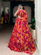 Lorenvalley Fashion Multicolor Marble Floral Printed Lehenga Choli with Dupatta - Distacart