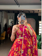 Lorenvalley Fashion Multicolor Marble Floral Printed Lehenga Choli with Dupatta - Distacart