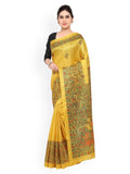 Saree Mall Yellow Art Silk Madhubani Print Saree