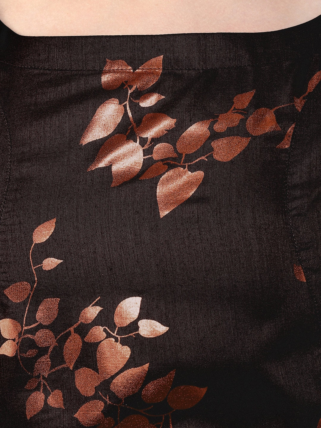 Janasya Black Floral Print A-Line Kurta - Distacart