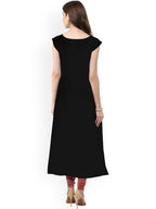 Janasya Black Floral Print A-Line Kurta - Distacart