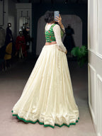 Lorenvalley Fashion Off White Vichitra Silk Lace Touch Up Lehenga Choli