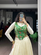 Lorenvalley Fashion Off White Vichitra Silk Lace Touch Up Lehenga Choli