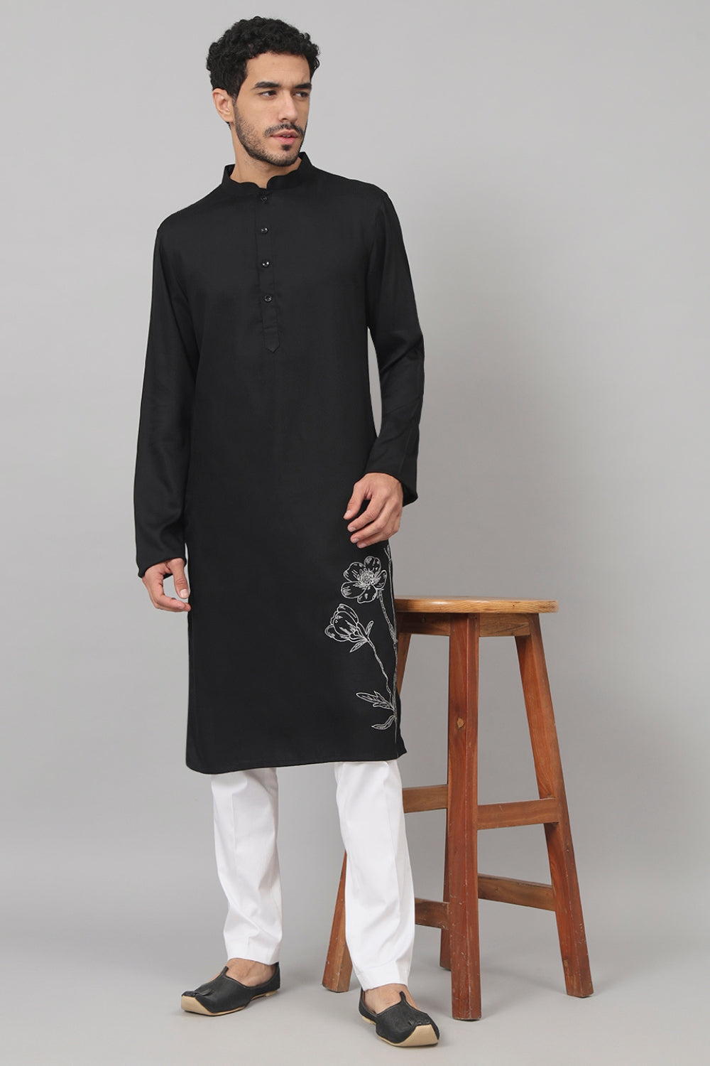 Stem Embroidery Cotton Kurta by Hilo Design