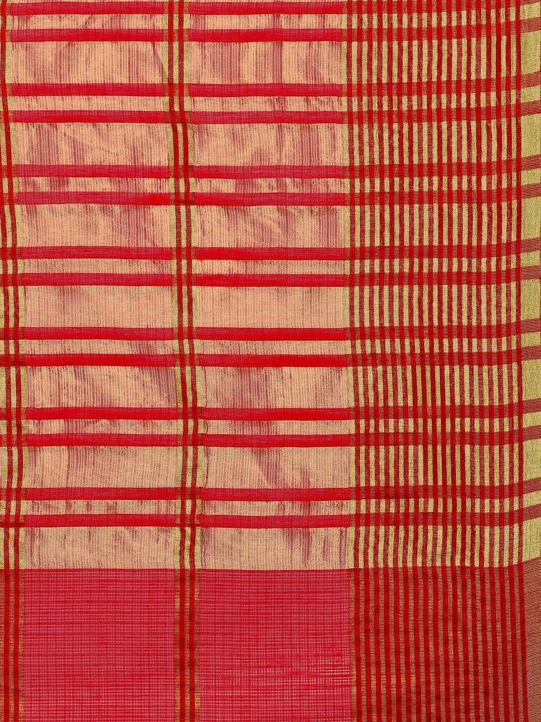 Saree Mall Red Art Silk Checked Bhagalpuri Saree - Distacart