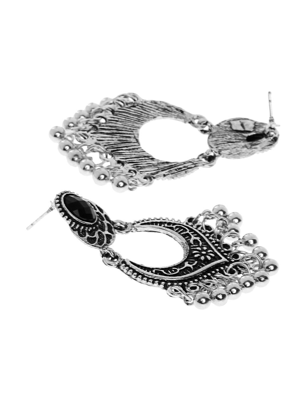 Shining Diva Silver-Toned Contemporary Chandbali Earrings - Distacart