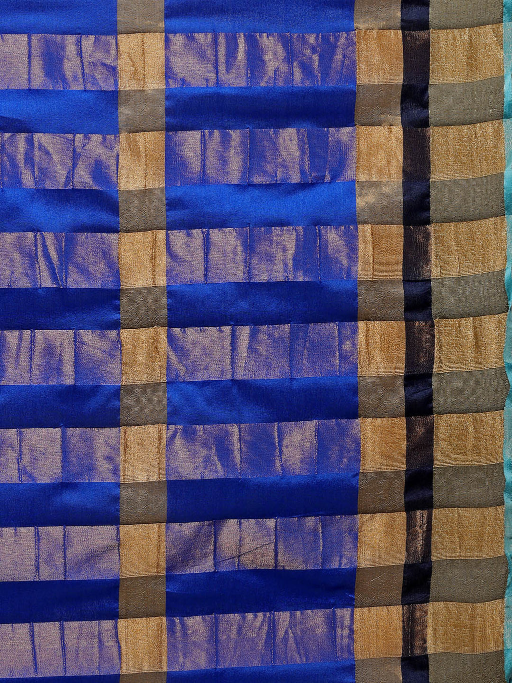 Saree Mall Blue Striped Silk Blend Saree - Distacart