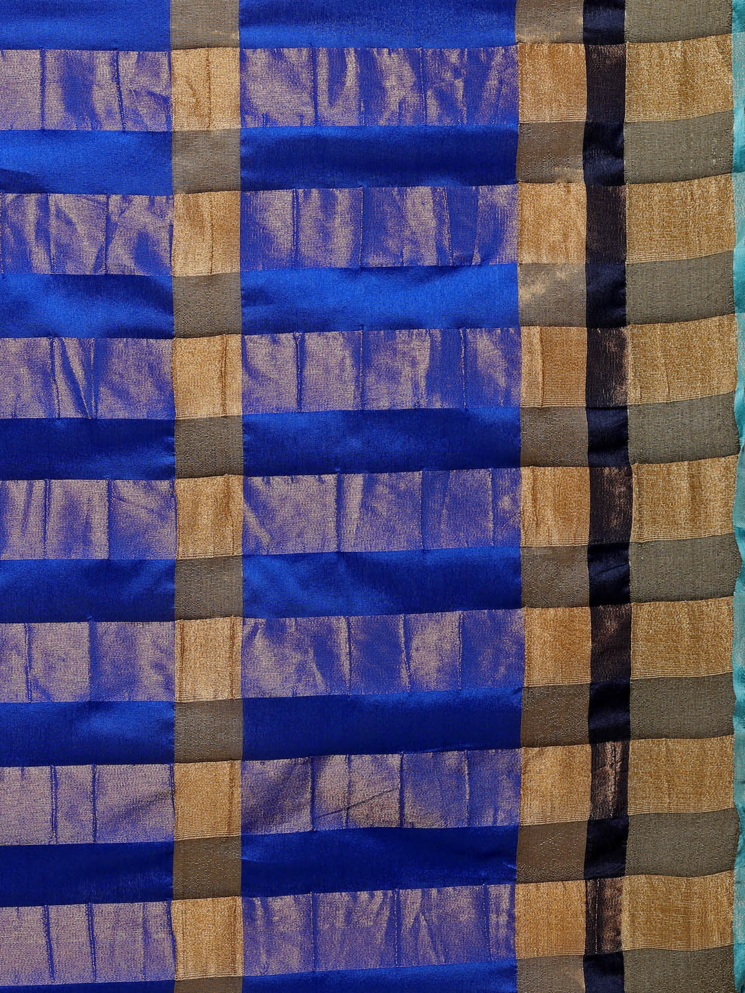 Saree Mall Blue Striped Silk Blend Saree - Distacart