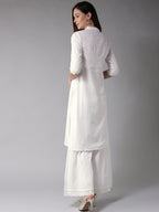 Here&Now Women White Solid Straight Kurta
