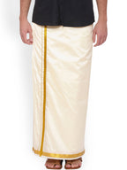 Sethukrishna Cream Solid Readymade Dhoti - Distacart