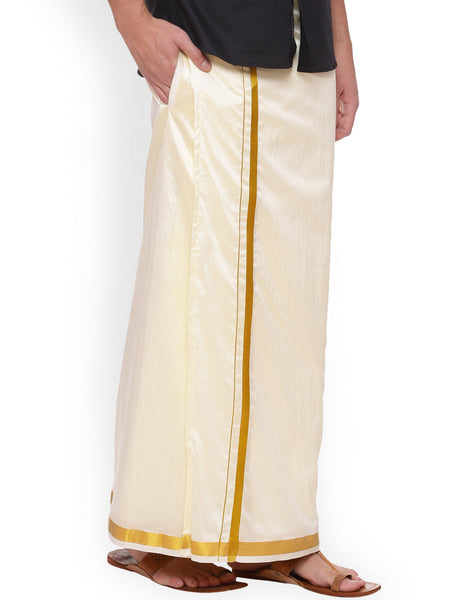Sethukrishna Men Cream Solid Readymade Dhoti
