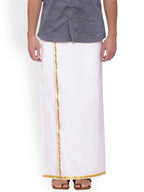 Sethukrishna White Solid Double Layer Readymade Dhoti With Pocket - Distacart