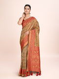 Monjolika Fashion Exquisite Designs With This Regal Red Rich Look Banarasi Tissue Silk Saree