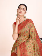Monjolika Fashion Exquisite Designs With This Regal Red Rich Look Banarasi Tissue Silk Saree