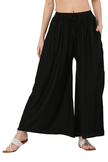PAVONINE Black Color Rayon Fabric Jumbo Sharara For Women