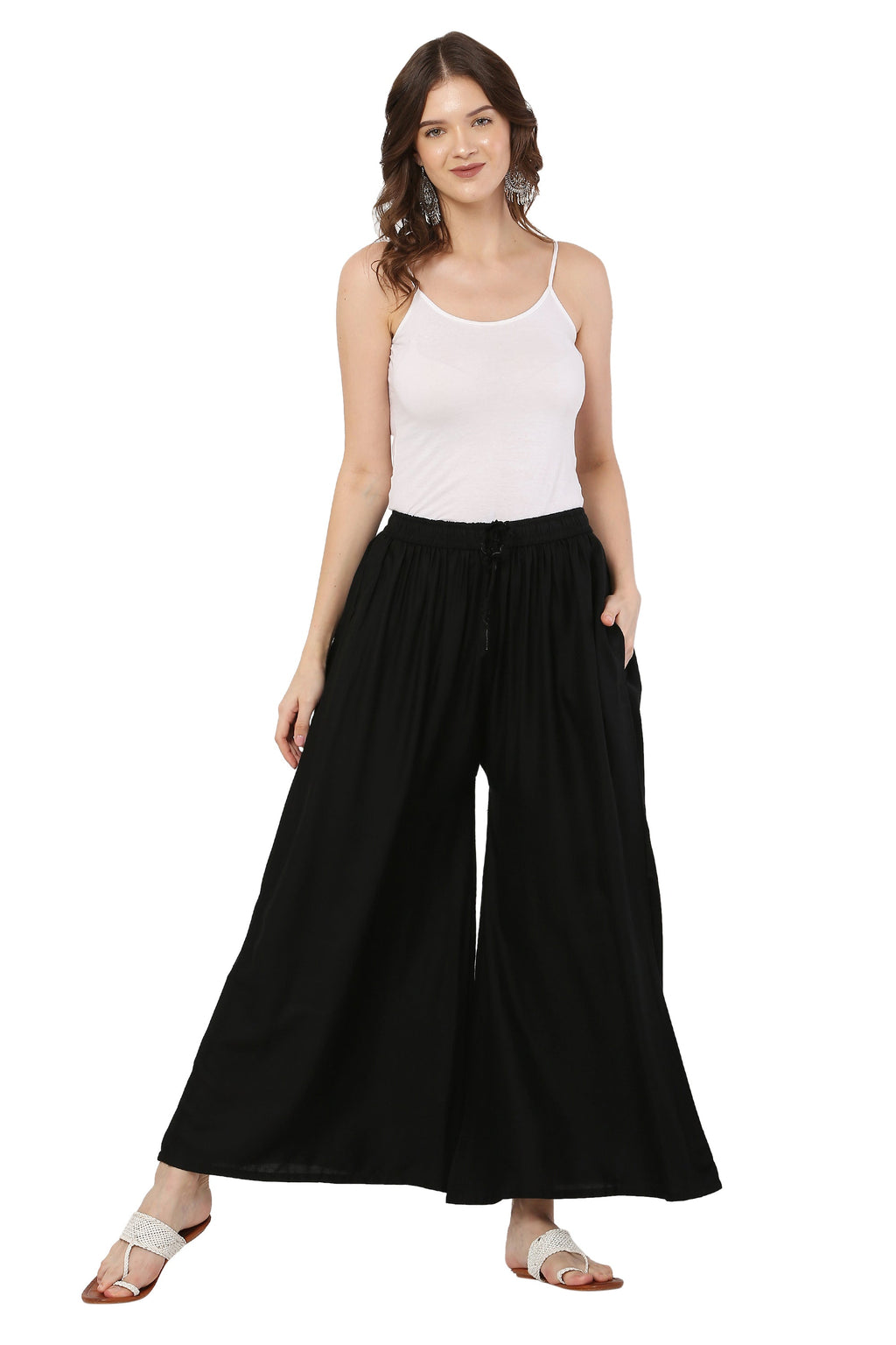 PAVONINE Black Color Rayon Fabric Jumbo Sharara For Women - Distacart