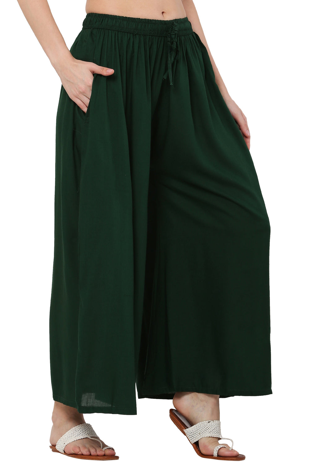 PAVONINE Bottle Green Color Rayon Fabric Jumbo Sharara For Women - Distacart