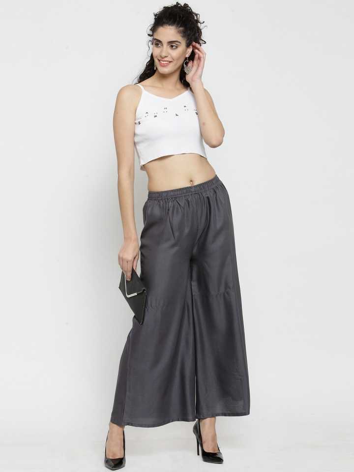 PAVONINE Grey Color Rayon Fabric Jumbo Sharara For Women - Distacart