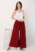 PAVONINE Maroon Color Rayon Fabric Jumbo Sharara For Women - Distacart